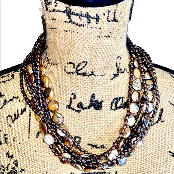 Vintage Shiny Bronzed Layered Statement Necklace